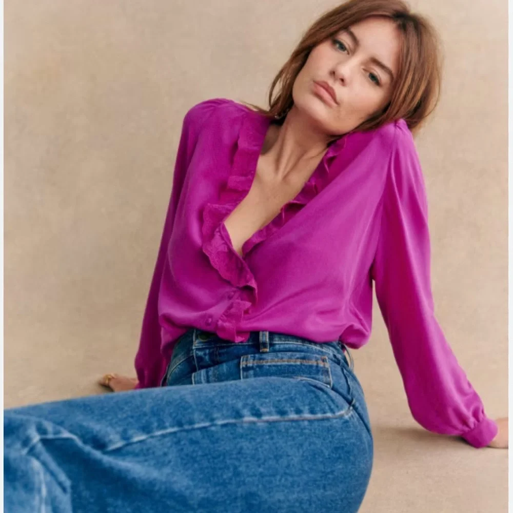 NWT Sezane 100% Silk Rosine Blouse - Picture 2 of 10